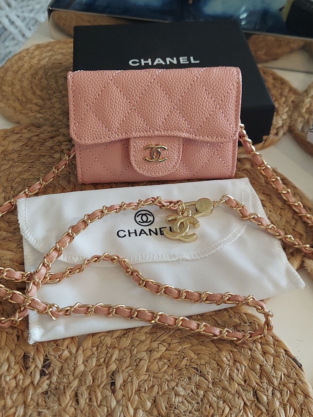 Chanel mini card holder with chain AUTHENTIC